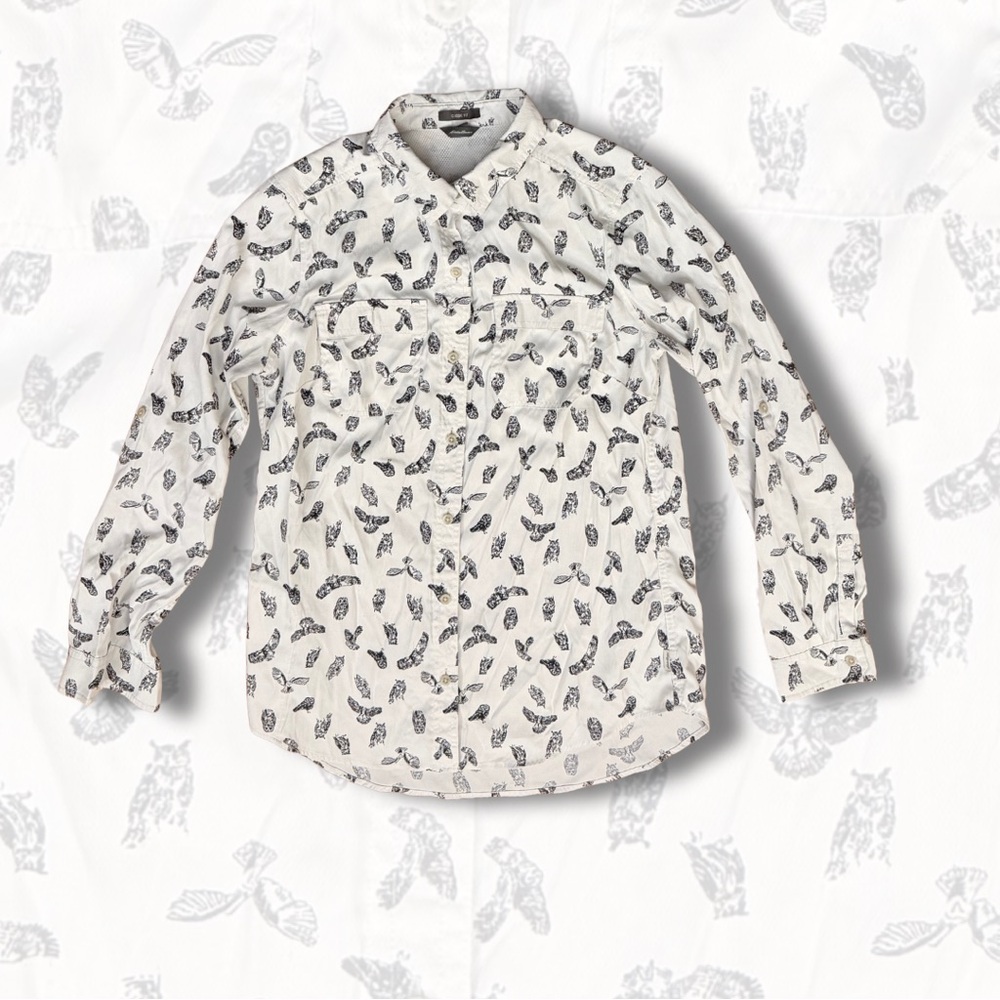 Eddie Bauer White Owl Print Shirt